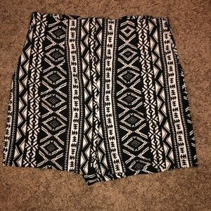 High-Waisted Black + White Tribal Shorts